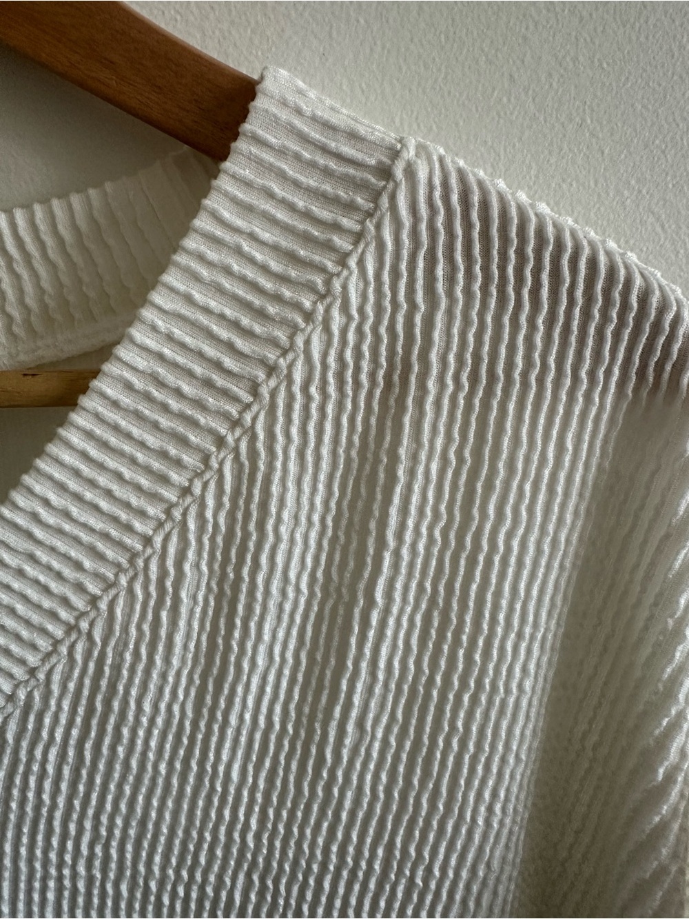 LOFT Cream V-Neck Ribbed Batwing Top - Picture 3 of 5